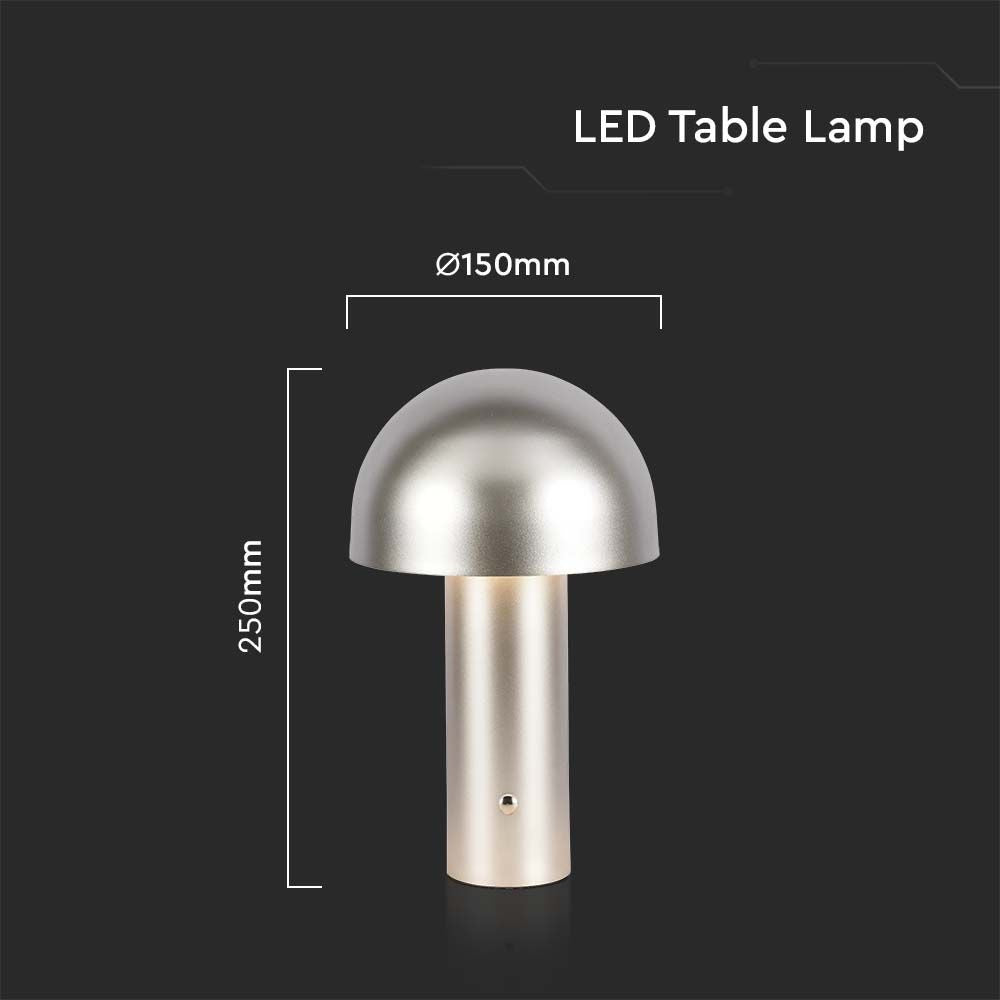LED bordlampe med 1800mAh batteri, 3i1 funktion, champagne guld hus - Ø150x250 mm