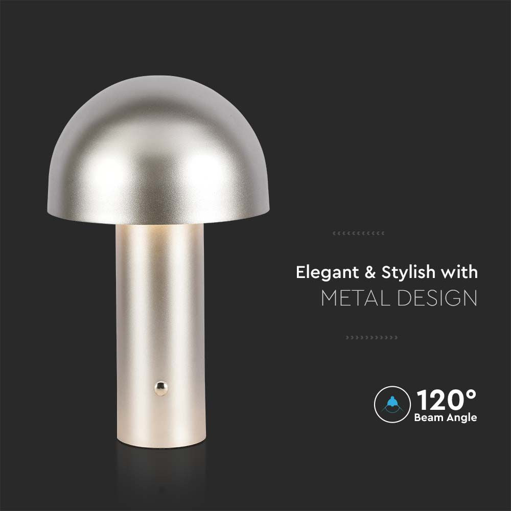 LED bordlampe med 1800mAh batteri, 3i1 funktion, champagne guld hus - Ø150x250 mm