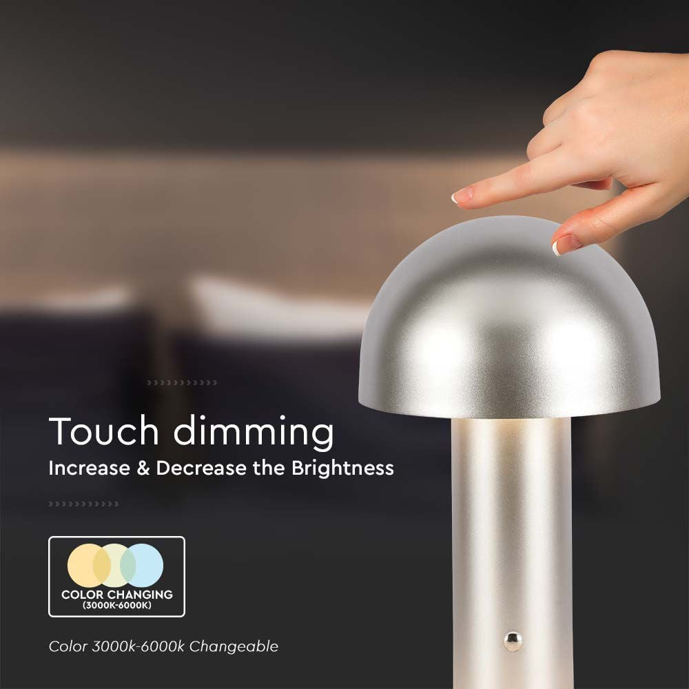 LED bordlampe med 1800mAh batteri, 3i1 funktion, champagne guld hus - Ø150x250 mm