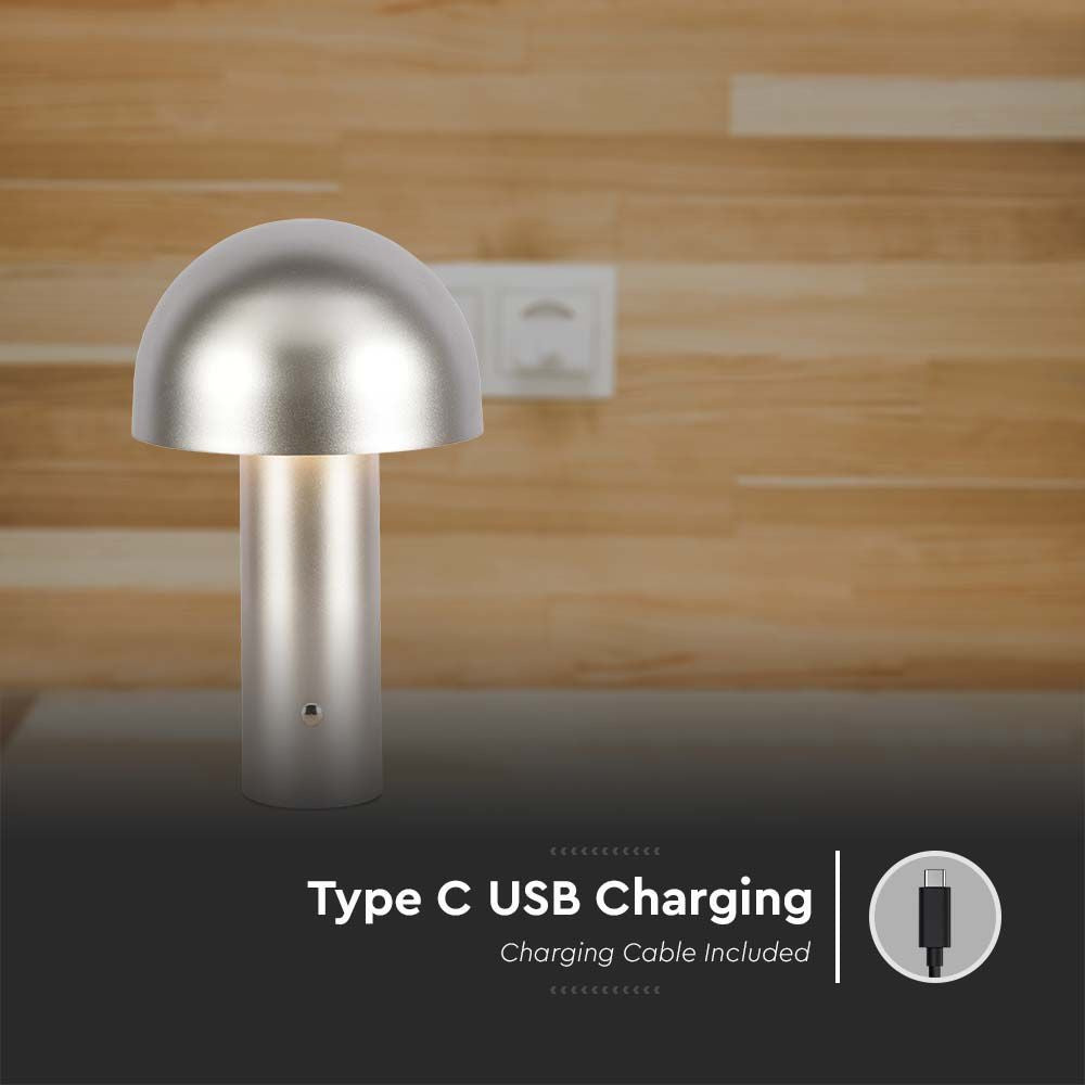 LED bordlampe med 1800mAh batteri, 3i1 funktion, champagne guld hus - Ø150x250 mm