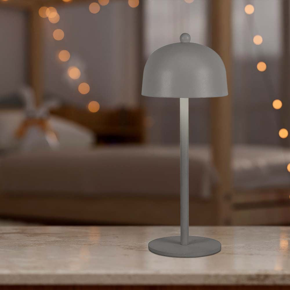LED bordlampe med 1800mAh batteri, 3i1 funktion og gråt hus - Ø115x300 mm