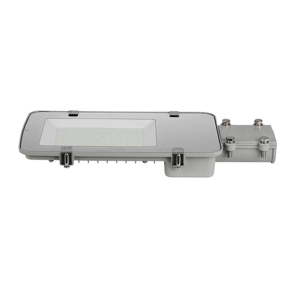 30W LED vejlygte med Samsung chip, 4000K, grå hus, 3000lm, RA80, IP65, 5 års garanti