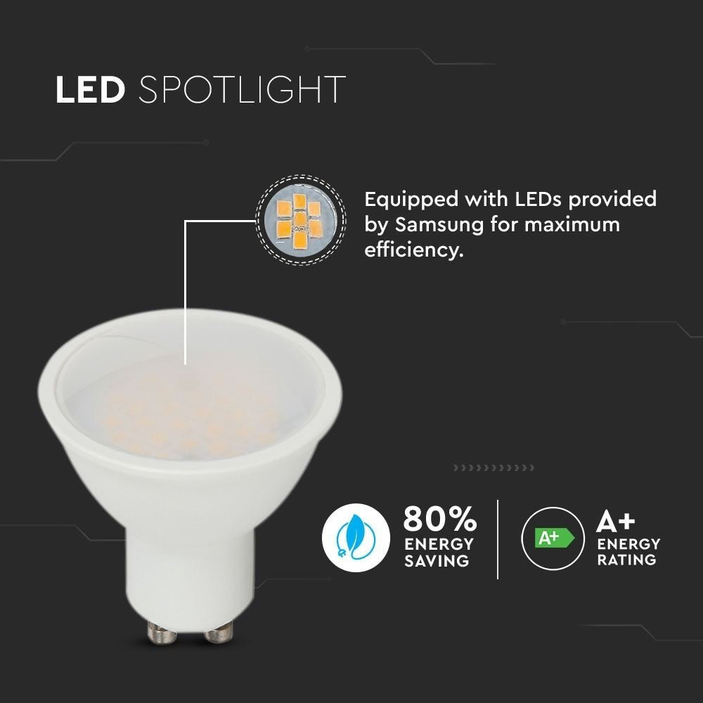 V-Tac 4,5W LED spot - Samsung LED chip, 230V, GU10 (5 års producentgaranti)