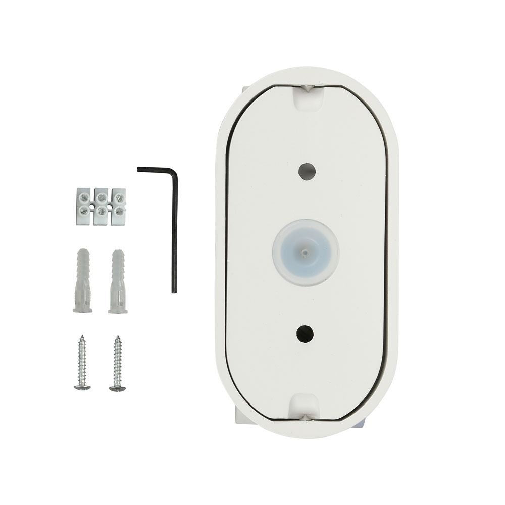 V-Tac 6W LED Hvid Væglampe - Oval, Roterbar 350 Grader, IP65 Udendørs, 230V, Inkl. Lyskilde