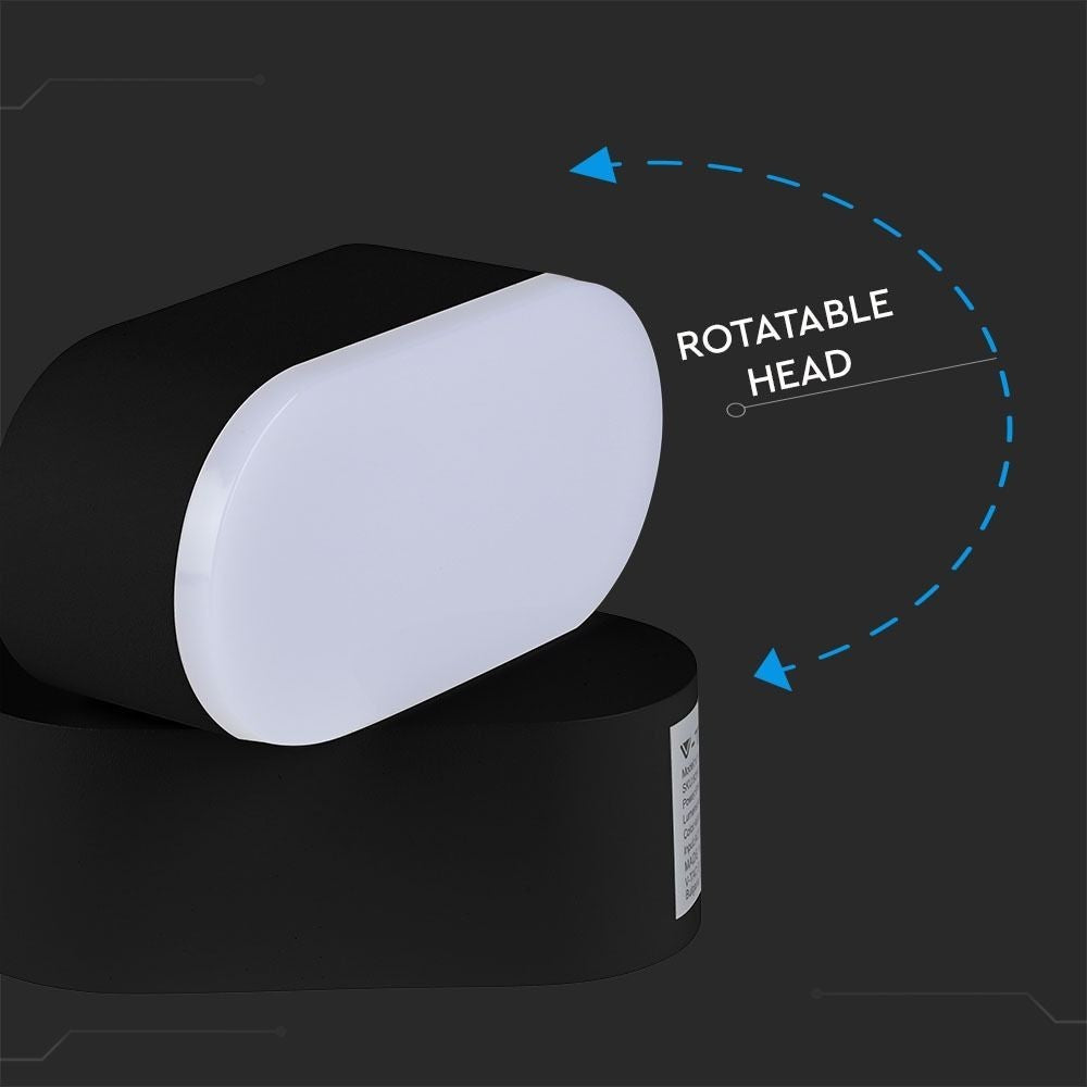 V-Tac 6W LED udendørs væglampe - Oval, roterbar 350 grader, IP65, inkl. lyskilde