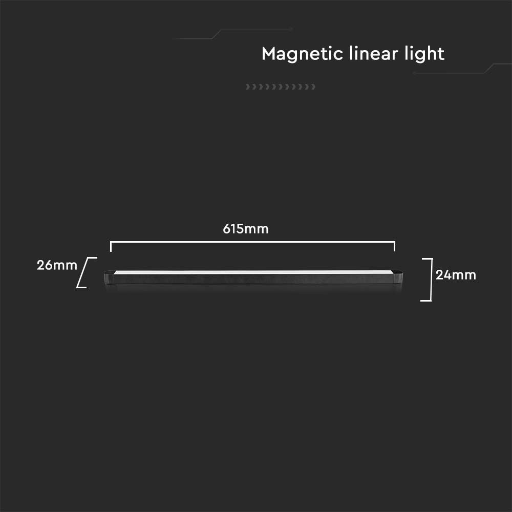 22W LED Ultra Tynd Magnetisk Skinnespot - Flood Light, 4000K, Sort Hus, 2500lm, RA80 - V-Tac Pro Serie, 3 Års Garanti
