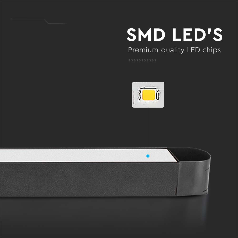 22W LED Ultra Tynd Magnetisk Skinnespot - Flood Light, 4000K, Sort Hus, 2500lm, RA80 - V-Tac Pro Serie, 3 Års Garanti