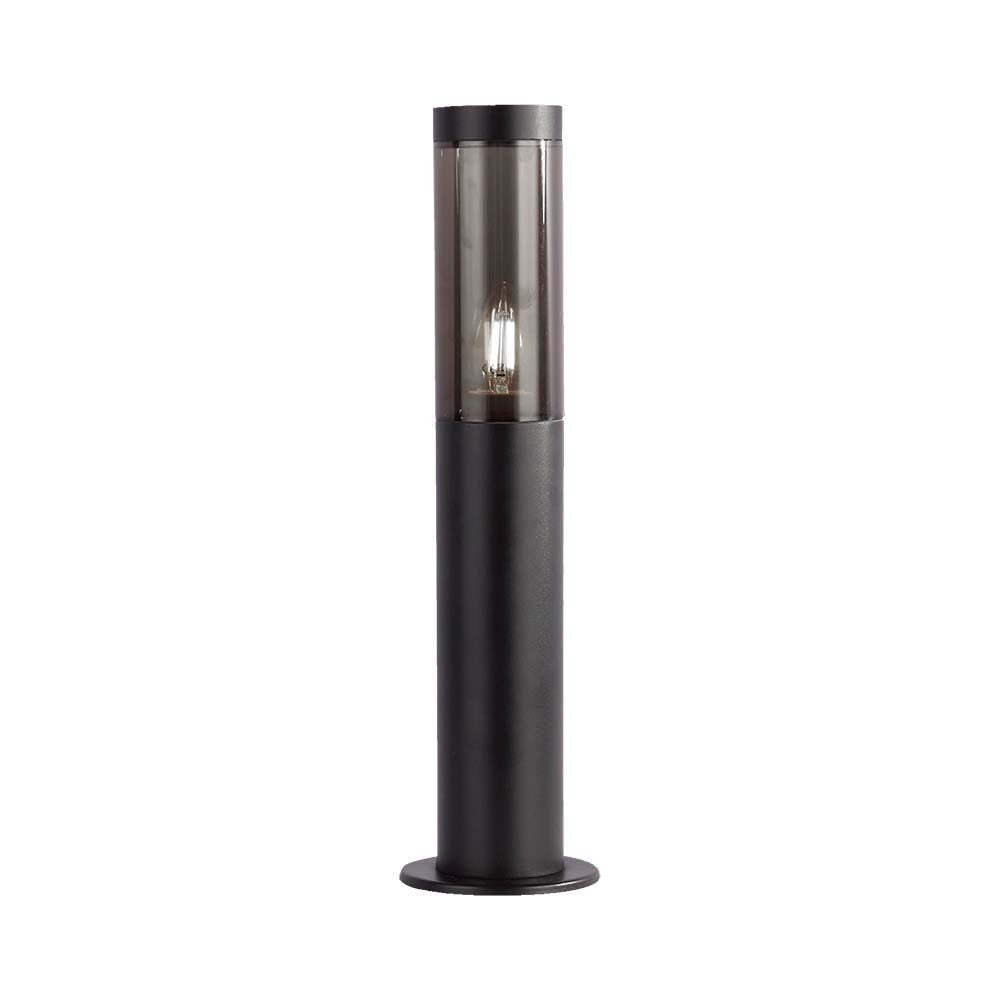 Pullertlampe E27 i røgfarvet plast med sort hus, IP44 beskyttelse - 76x119x450mm