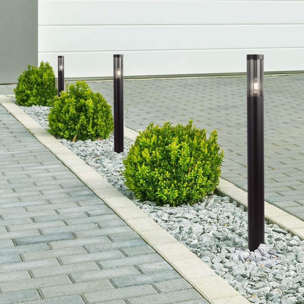 Pullert med E27 lys, røgfarvet plastik og sort hus, IP44, 76x119x1000mm