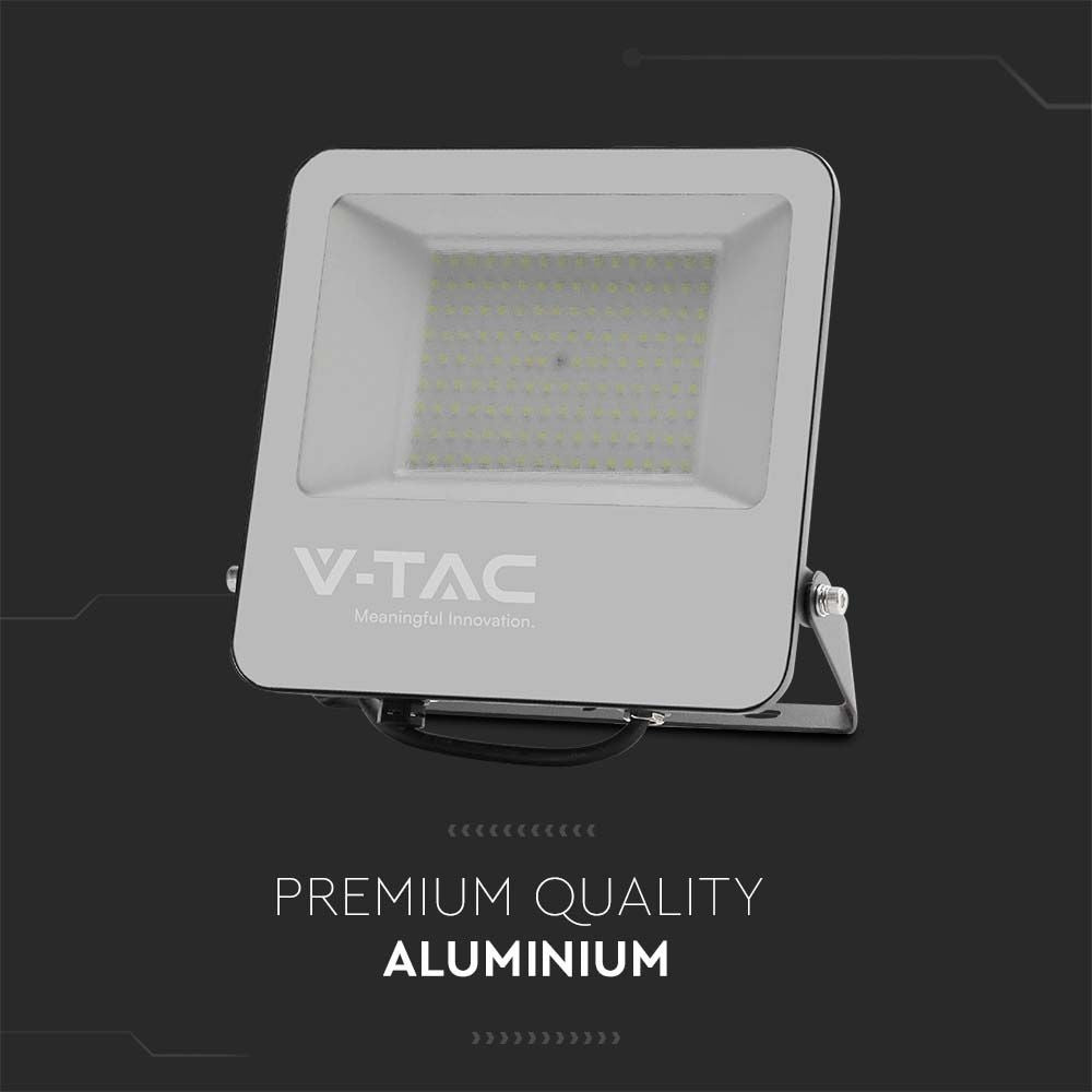 100W LED projektør - Sort hus, gråt glas, 4000K, 185lm/W, IP65, V-Tac Pro serie, 5 års garanti
