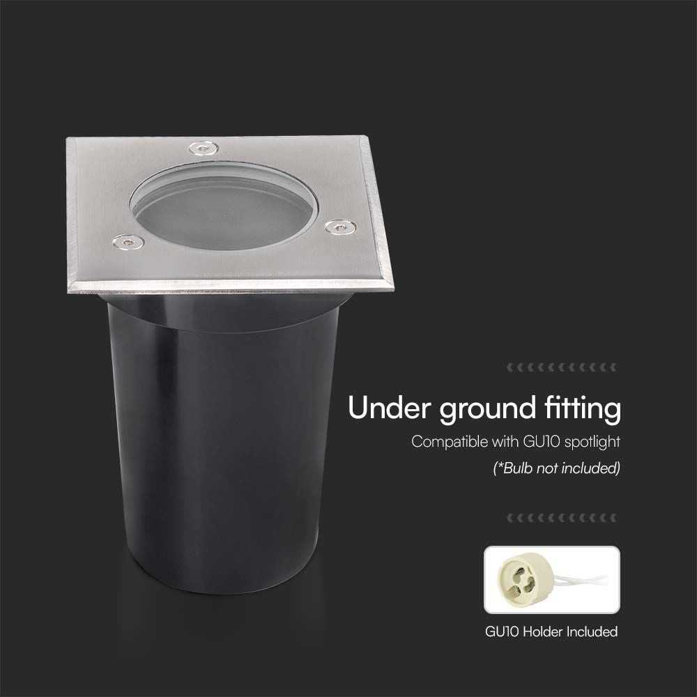 Mini nedgravningsspot GU10 - Firkantet, V-Tac Pro serie, 3 års garanti, IP67