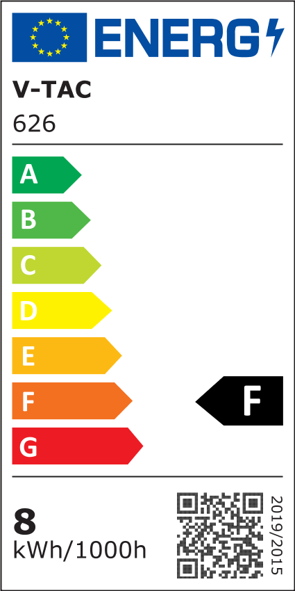 V-Tac 8W LED indbygningspanel med Samsung LED chip - Ø7 cm hul, Ø9,3 cm mål, 230V, 800lm, RA80
