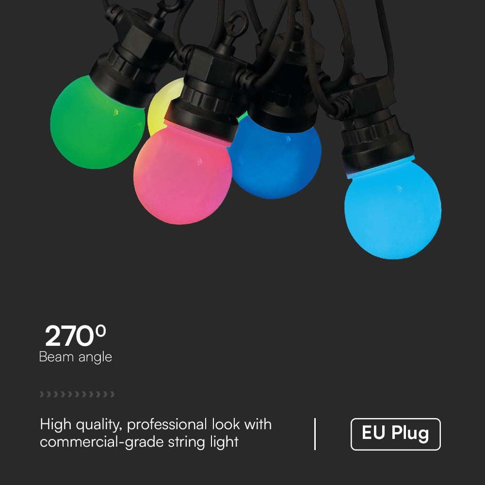 Pære LED Lyskæde - RGB, 0.5W, Fjernbetjening, EU Stik, Sæt - 30lm, 7.5W - Energibesparende lyskæde til dekorative formål