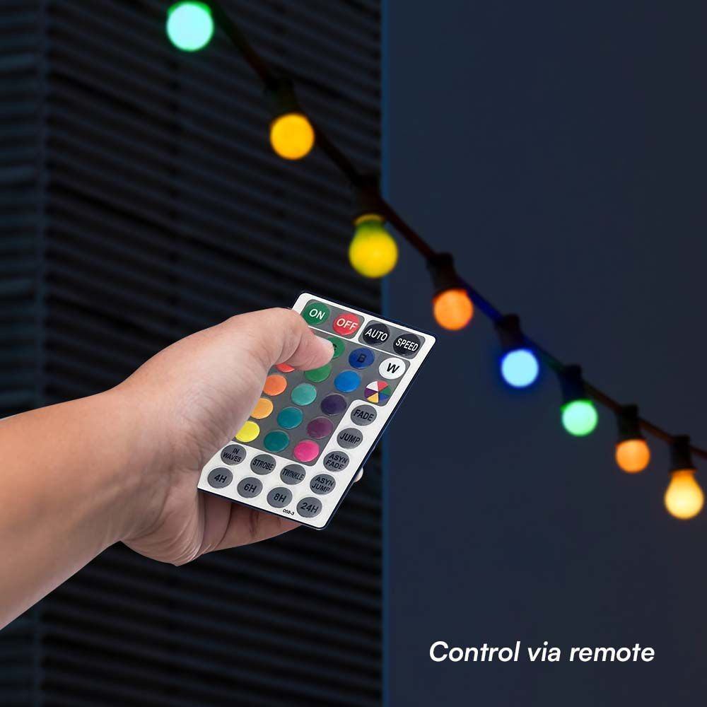 Pære LED Lyskæde - RGB, 0.5W, Fjernbetjening, EU Stik, Sæt - 30lm, 7.5W - Energibesparende lyskæde til dekorative formål