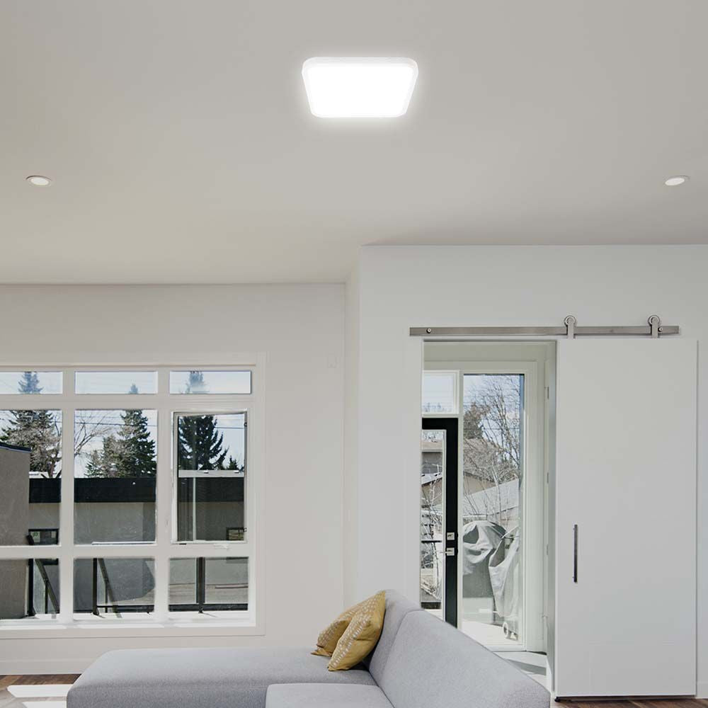 18W LED Kuppellampe - 4000K, Firkantet, Hvid Ramme, IP44, RA80, 1830lm - Klassisk belysning til ethvert rum