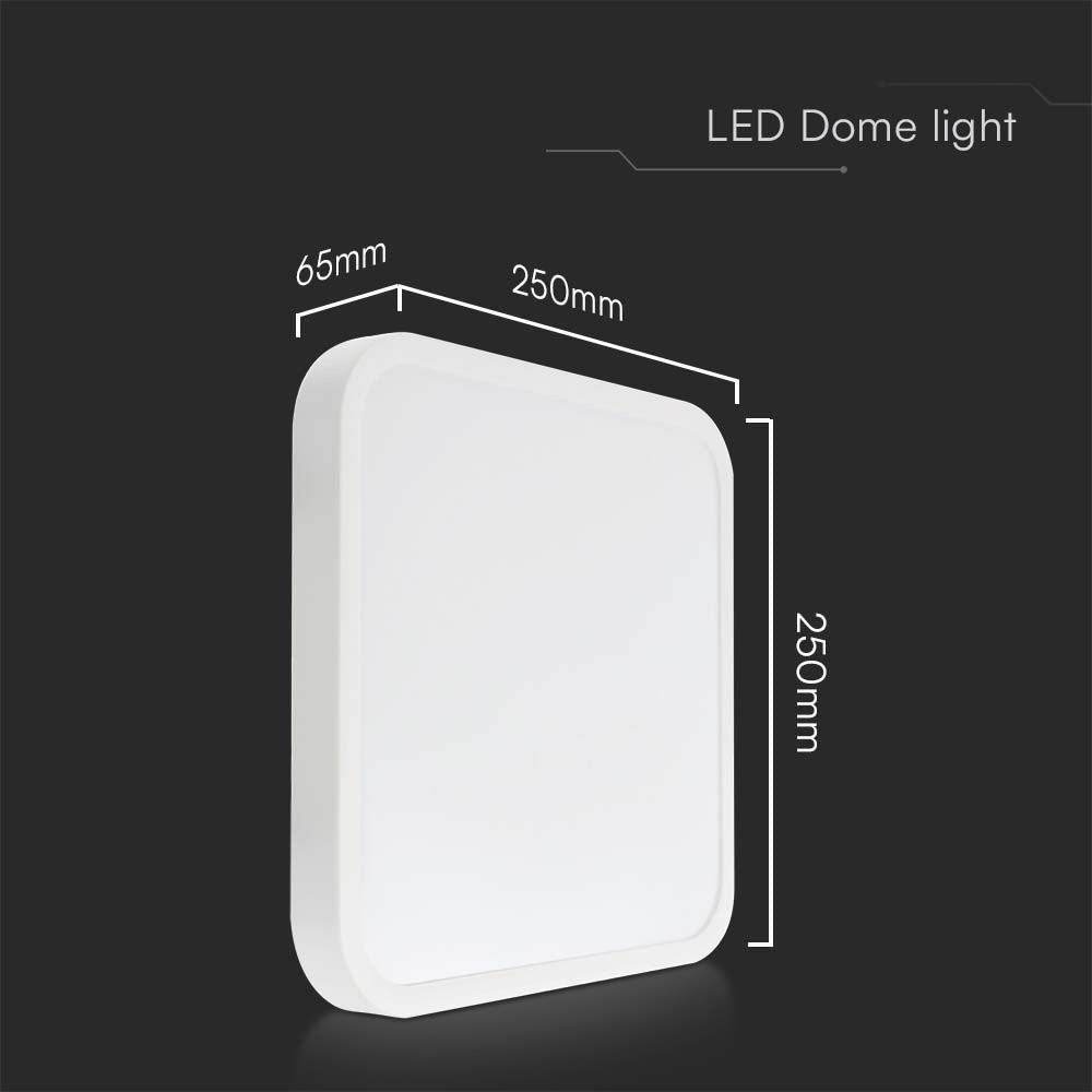 18W LED Kuppellampe - 4000K, Firkantet, Hvid Ramme, IP44, RA80, 1830lm - Klassisk belysning til ethvert rum
