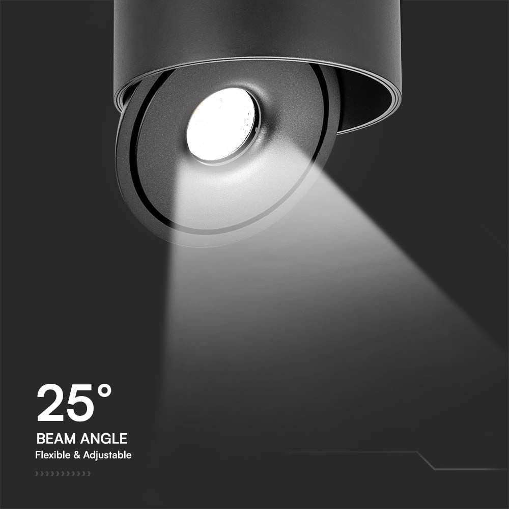 30W LED nedadrettet lys - Flad, COB, monteret, 3i1, sort hus, 28W effekt, 2500lm, RA90.