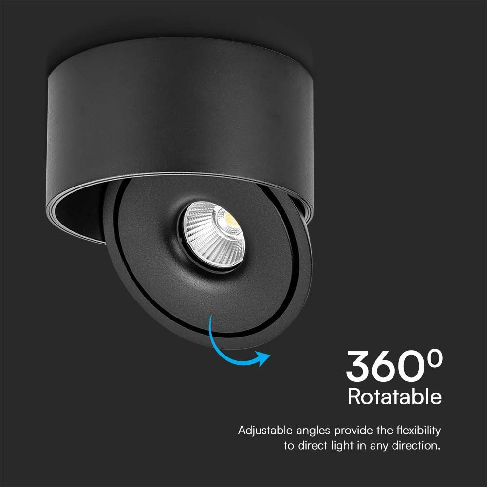 30W LED nedadrettet lys - Flad, COB, monteret, 3i1, sort hus, 28W effekt, 2500lm, RA90.