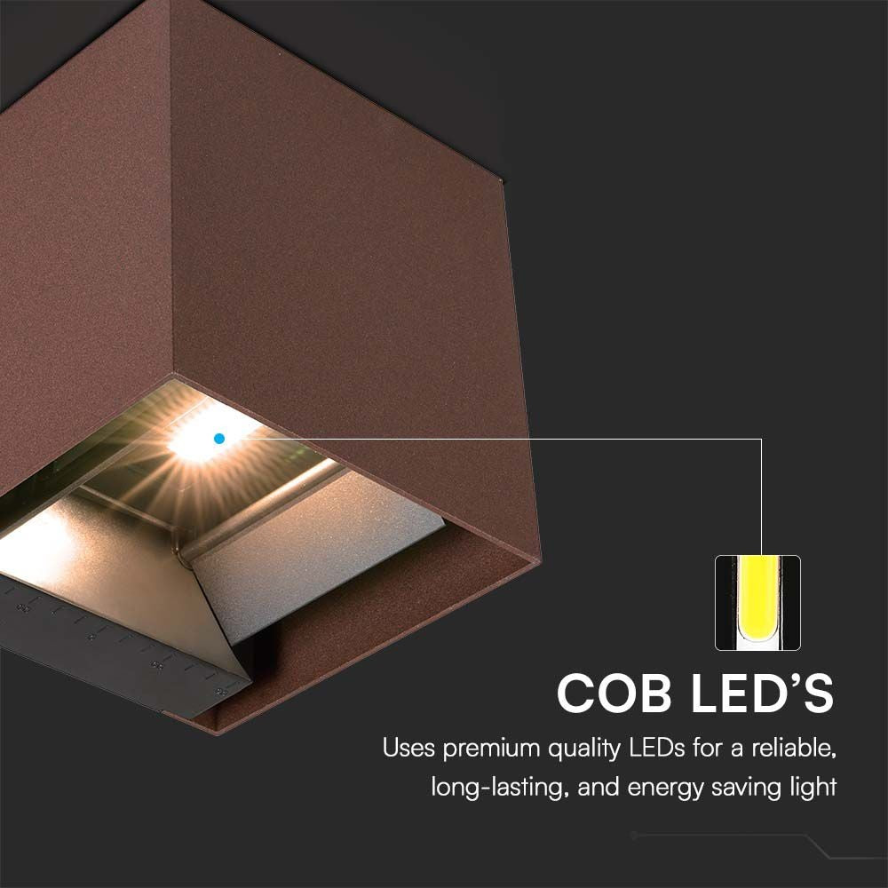 9W LED Væglampe med COB, Solcelle, PIR Sensor, 4000K i Corten-finish og IP65-klassificering