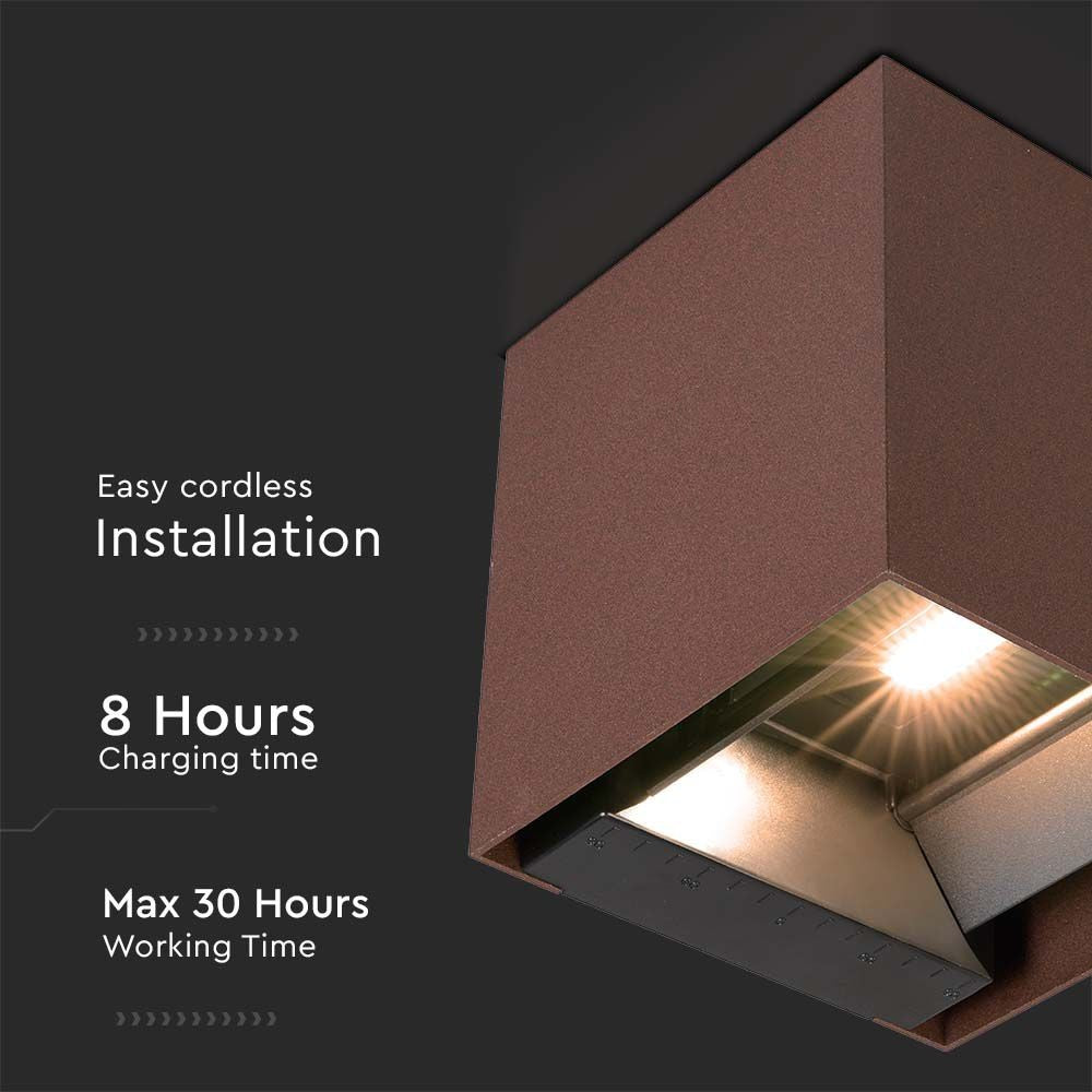 9W LED Væglampe med COB, Solcelle, PIR Sensor, 4000K i Corten-finish og IP65-klassificering