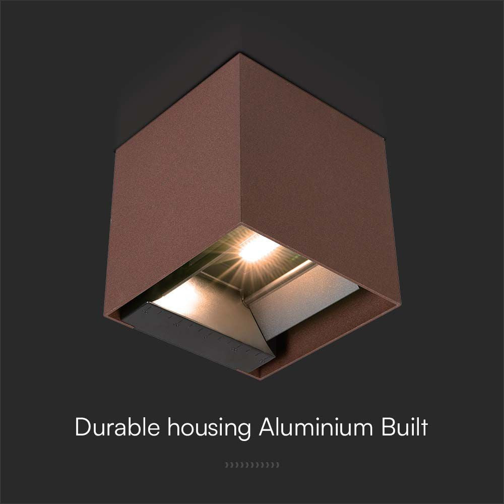 9W LED Væglampe med COB, Solcelle, PIR Sensor, 4000K i Corten-finish og IP65-klassificering