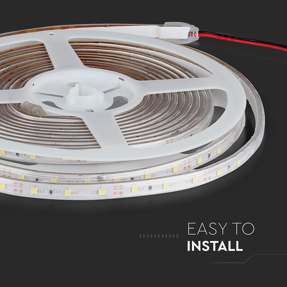 60 LED Stribe Lys 5W - Klar Hvid 6500K, Vandtæt (IP65)