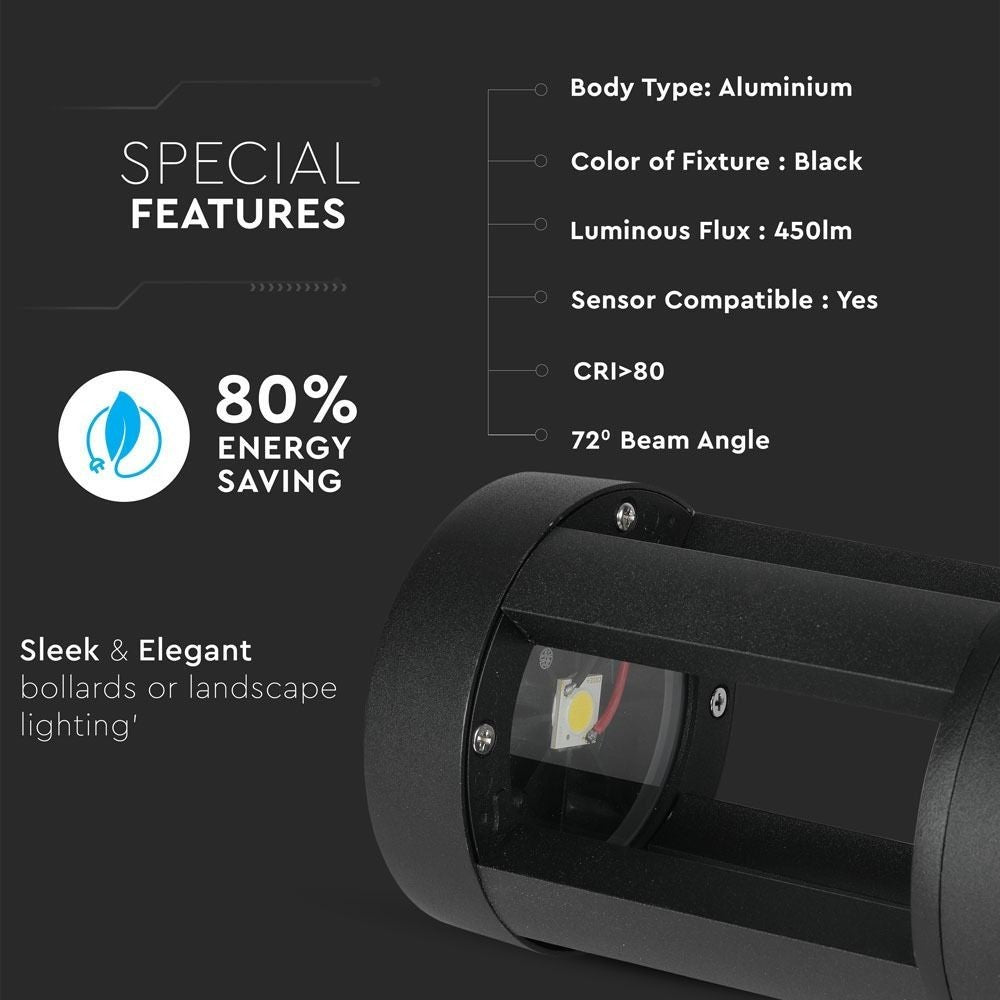 V-Tac 10W LED Havelampe - Sort, 25 cm, Vandtæt, 230V, 450lm, RA80