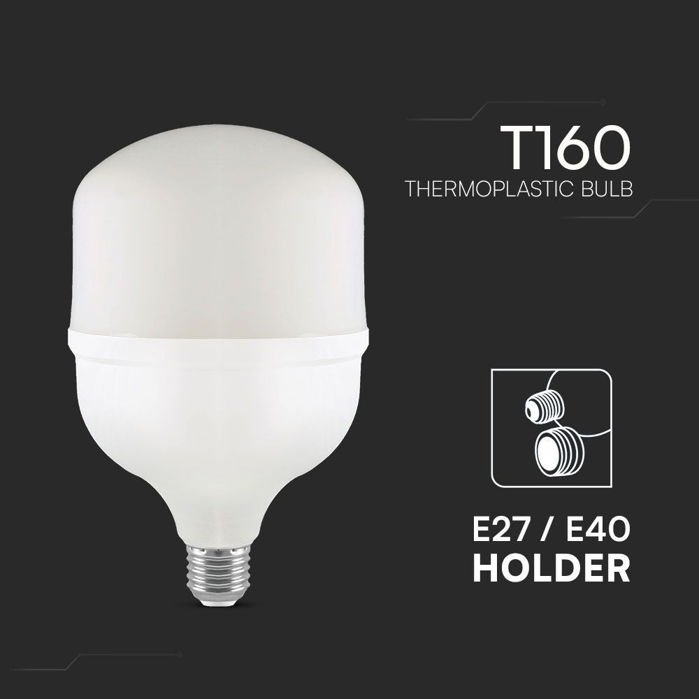 T160 LED Pære 60W E27 - Plastik, 6500K, med E40 Ring