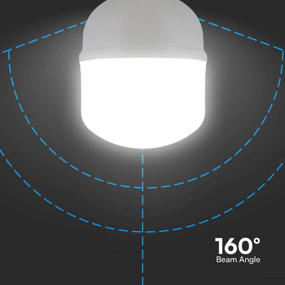 T160 LED Pære 60W E27 - Plastik, 6500K, med E40 Ring