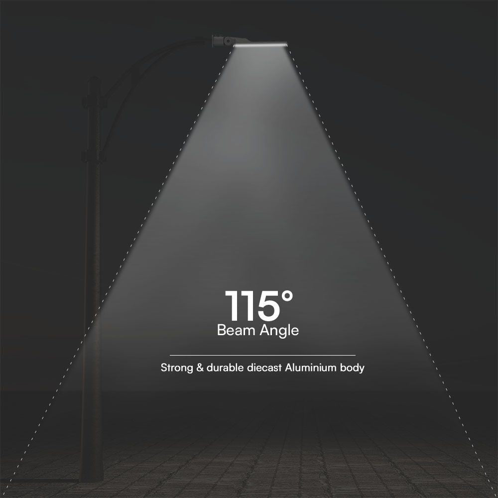 150W LED gadelys med fotocelle sensor og Samsung chip - adapter inkluderet, 4000K lysfarve