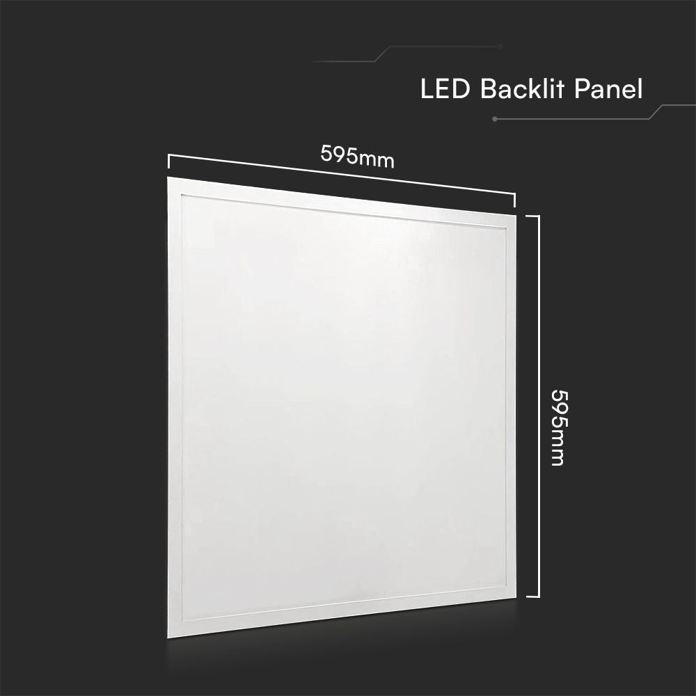 36W LED Panel - Bagbelyst, 595x595mm, IP65, Flimmerfri, 4000K, 120lm/W, V-Tac Pro serie, 5 års garanti