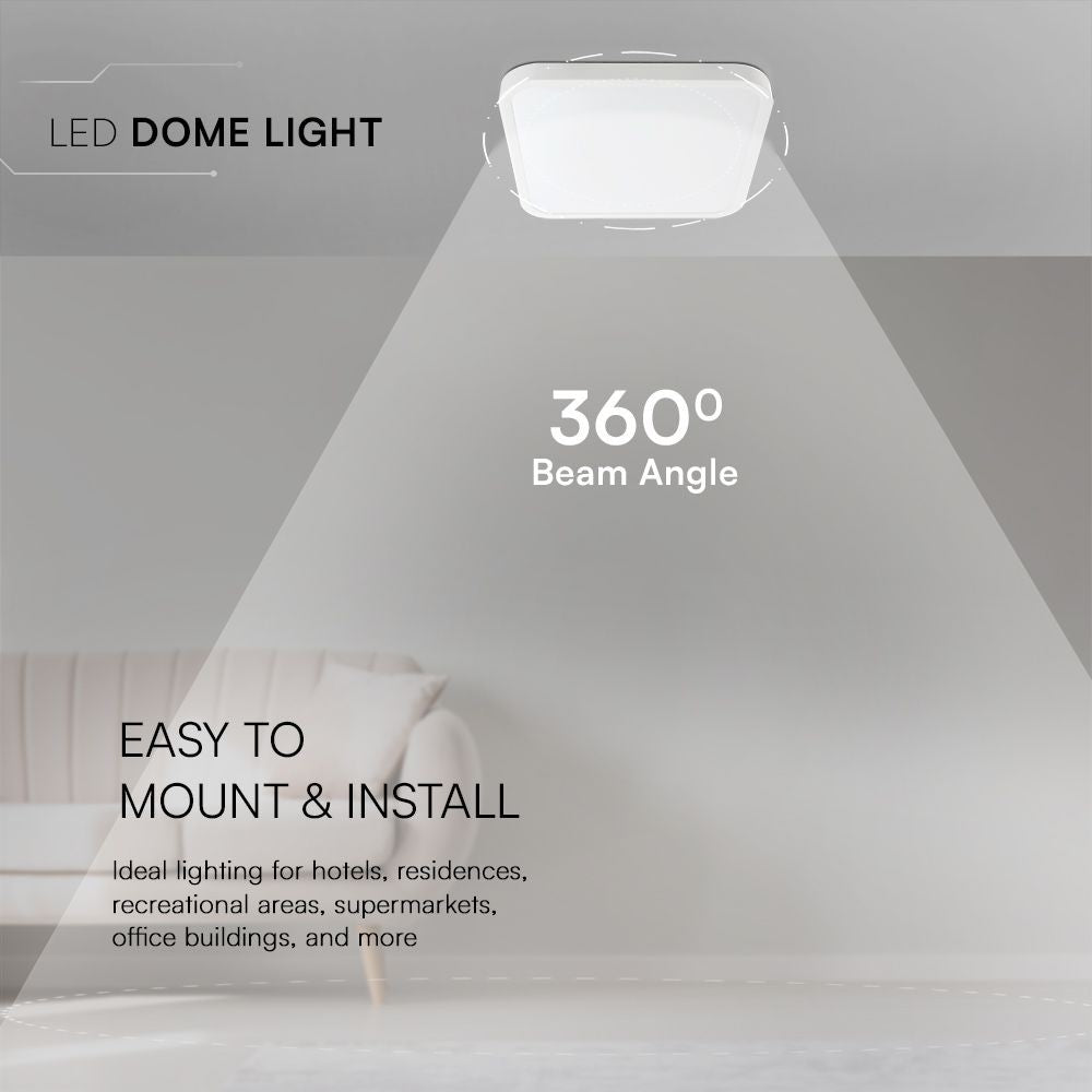 24W LED Dome - Samsung Chip, 4000K, Firkantet, Hvid Ramme, IP44 (inkl. 5 års producentgaranti)