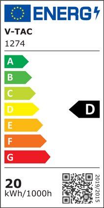 V-Tac 20W LED indbygningsspot - Erstatter 180W, Ø16,7cm hul, Ø18cm mål, 230V