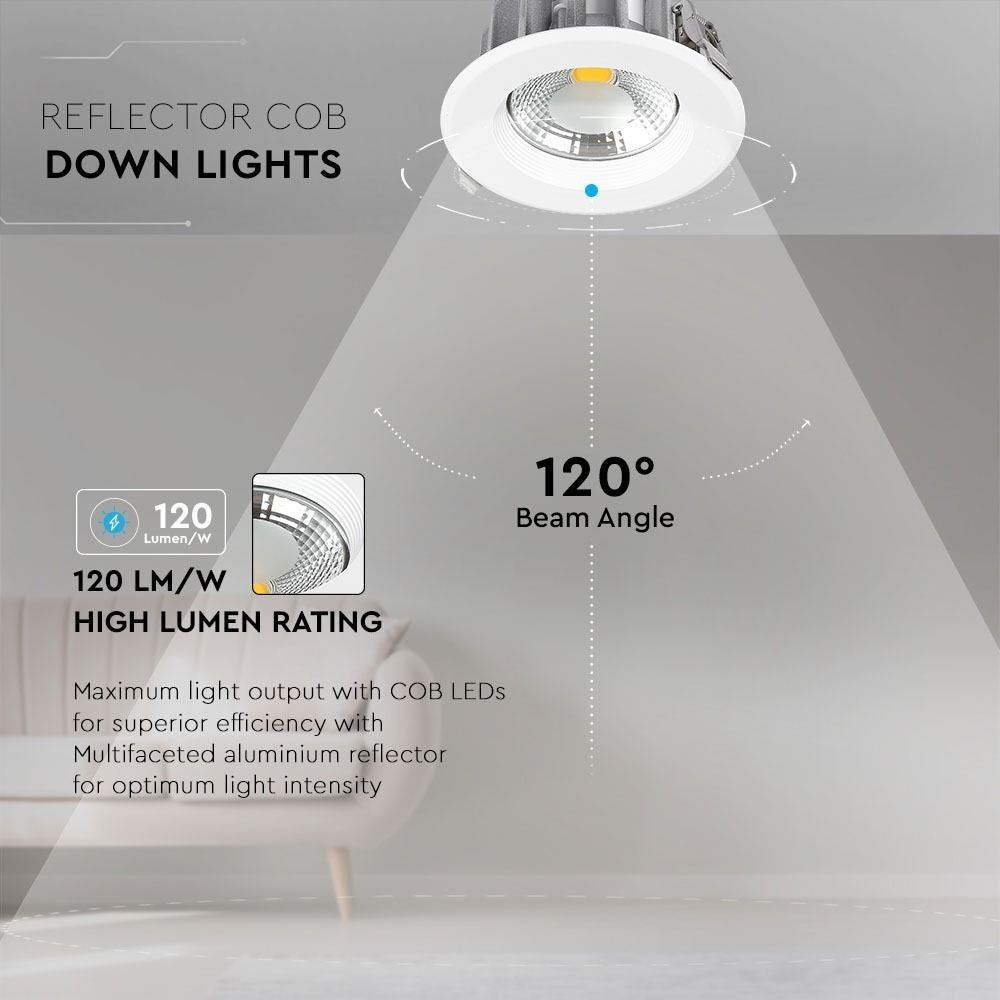 V-Tac 20W LED indbygningsspot - Erstatter 180W, Ø16,7cm hul, Ø18cm mål, 230V