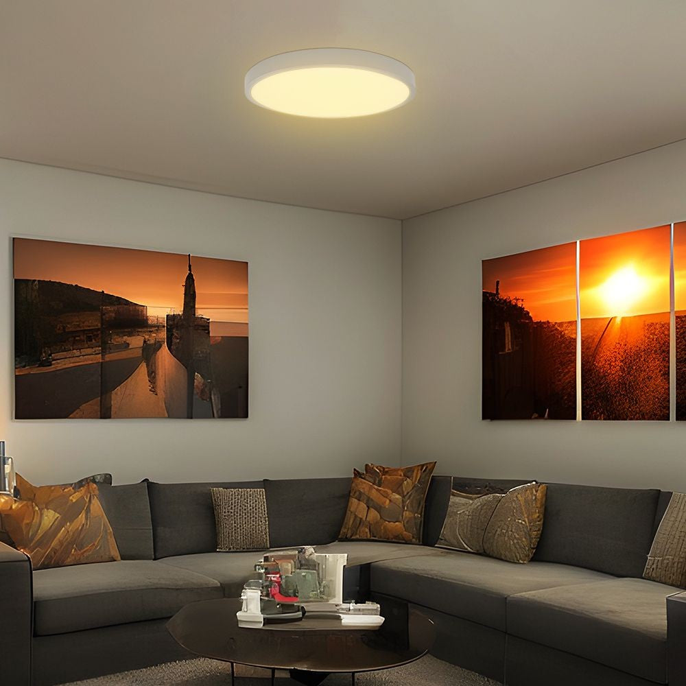 24W LED Loftlampe med Lys Sensor, Samsung Chip, 4000K, Rund, Hvid Ramme, IP44 - Ideel til belysning af indendørs rum.