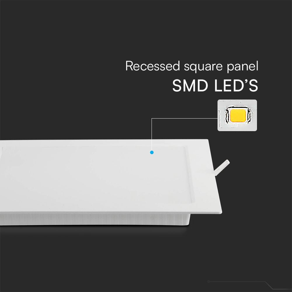 12W Panel Belysning med Samsung Chip, 3000K, Firkantet Design - 5 års Garanti