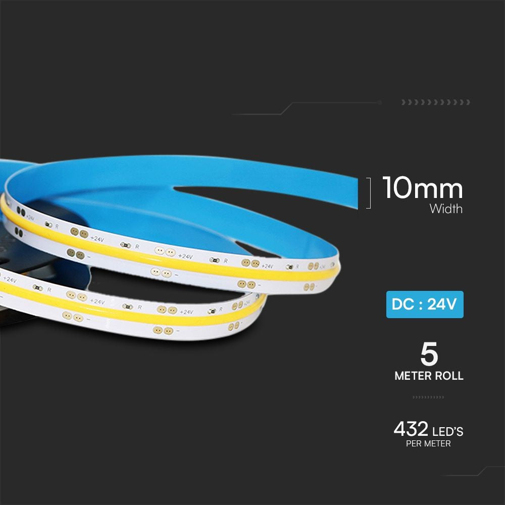 LED COB Stribelys 10W/M - 4000K, IP20, 24V - Energibesparende og effektiv belysning til ethvert rum