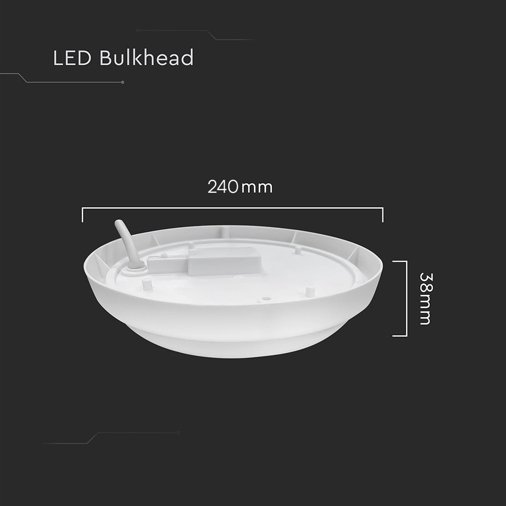 24W Væglampe med 2500lm - 240mm, 3000K, RA80, IP54 - Ideel til udendørs belysning