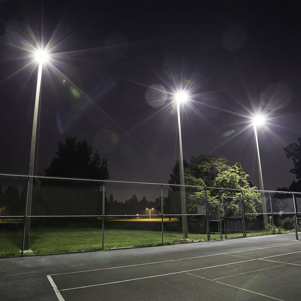 50W LED projektør med Samsung chip, 6500K, hvid hus, grå matteret glas, IP65, 5 års producentgaranti