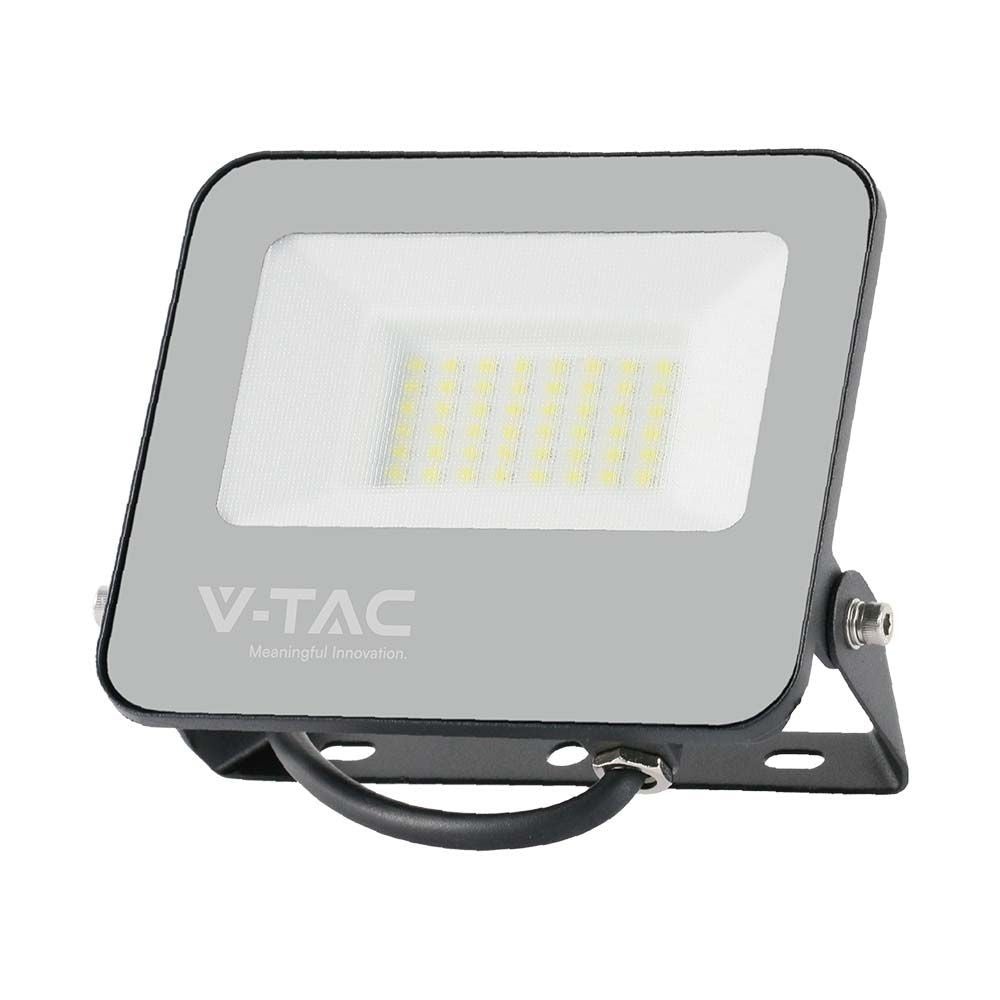 30W LED projektør med sort hus og gråt glas, 4000K, 4800lm, RA70 - V-Tac Pro serie med 5 års garanti