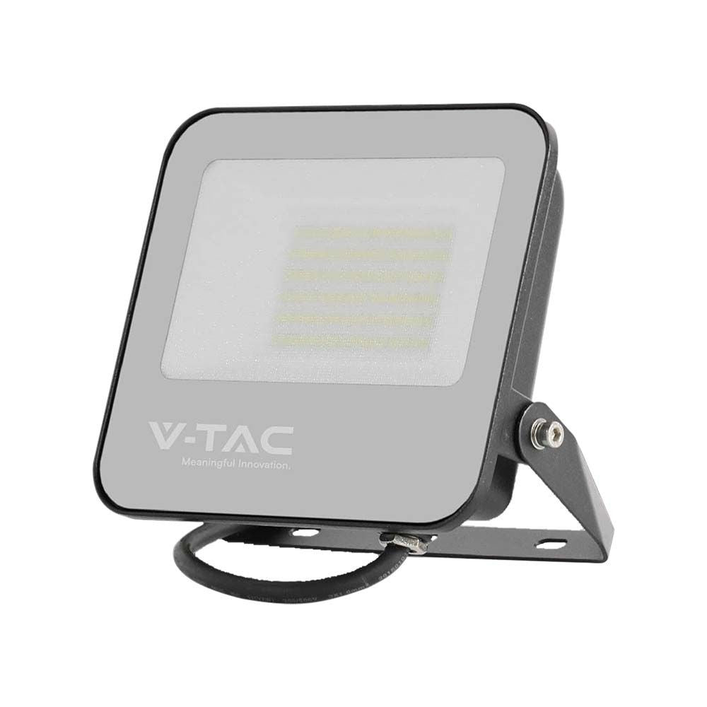 50W LED projektør med sort hus og gråt glas – 4000K, 8000lm, RA70, IP65, V-Tac Pro serie med 5 års garanti