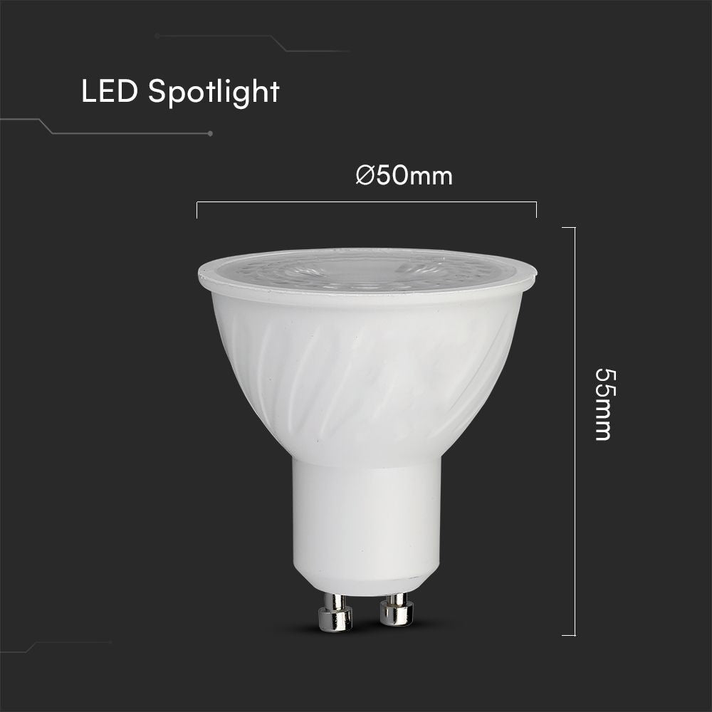 Plastik Spotlight med Linse, Samsung Chip, 6W GU10, 4000K, 445lm, RA80, 5 års garanti