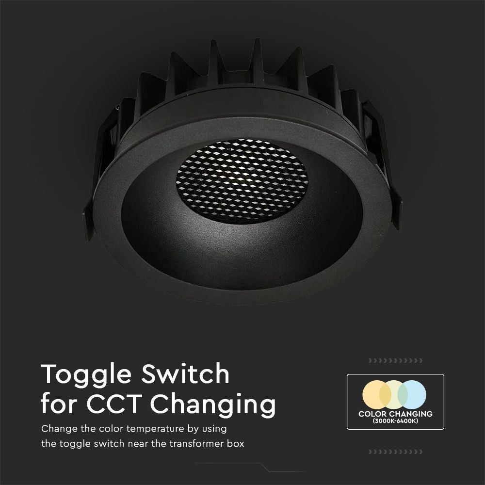 24W Honey Comb Downlight - 3i1 Sort Ring, Sort Opvarmning - Effektiv belysning med høj farvegengivelse (RA90) og 2540lm