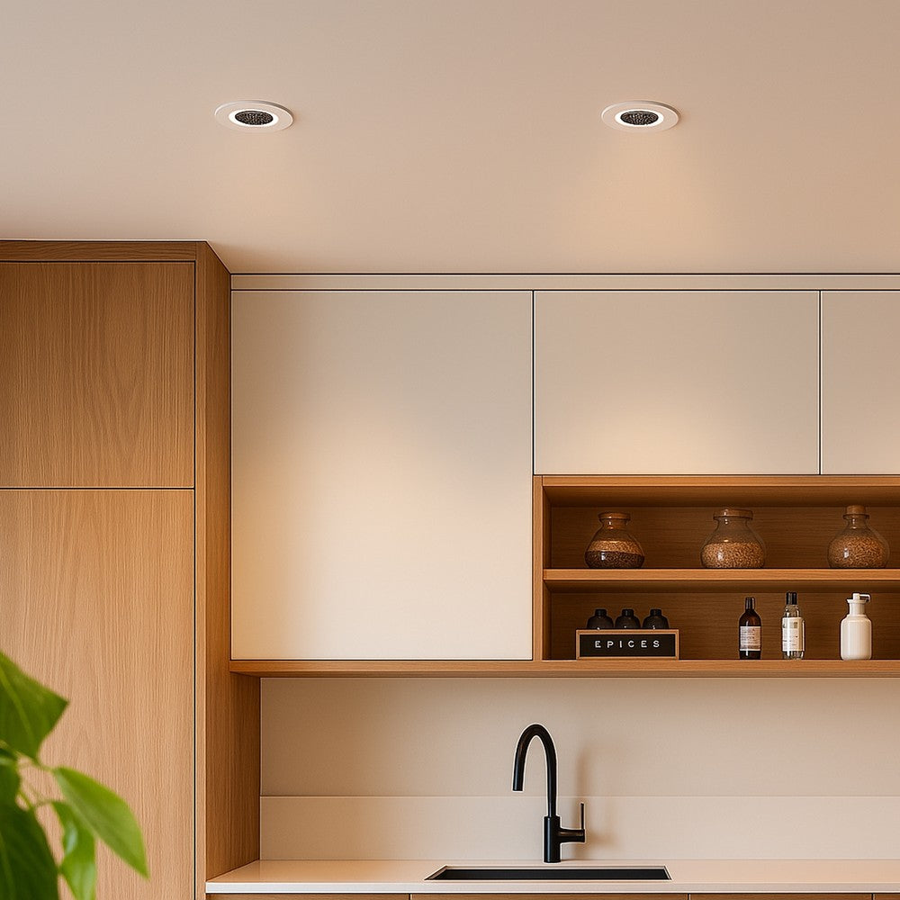 24W LED honey comb downlight med 3i1 funktion, hvid ring og sort køling - 2540lm, RA90.