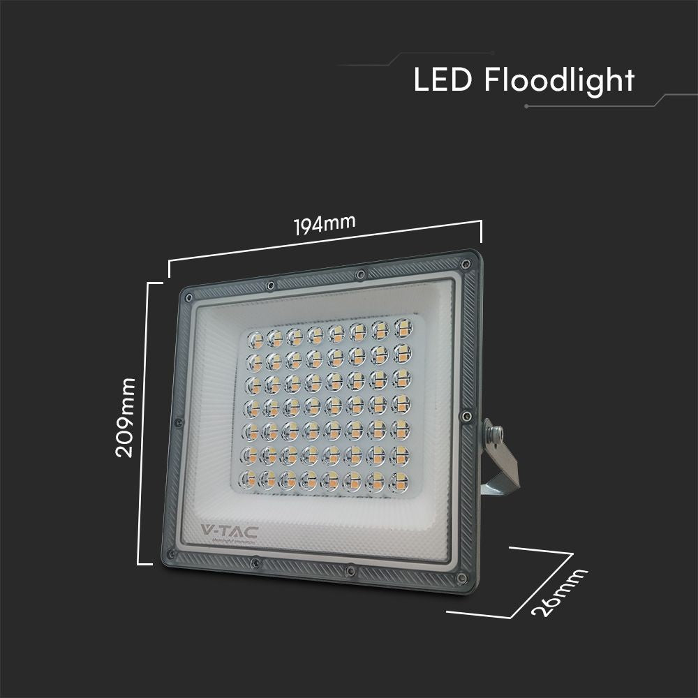 50W LED projektør med 3-i-1 funktion og Gun Grey hus - Effekt: 50W, 5000lm, RA80, IP65.