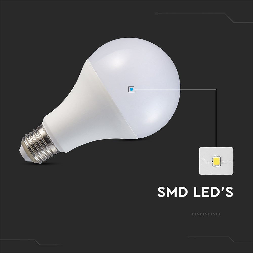 20W LED pære E27 - A80, plastik, 3000K, 2452lm - Energibesparende belysning med varmt hvidt lys til stor fatning (E27)
