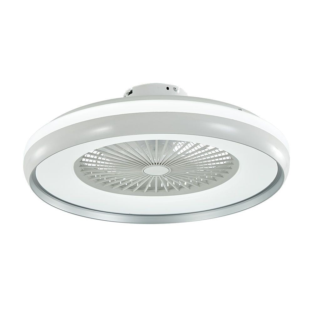 45W loftventilator med integreret lys og fjernbetjening i grå farve - AC motor, CCT: 3 i 1