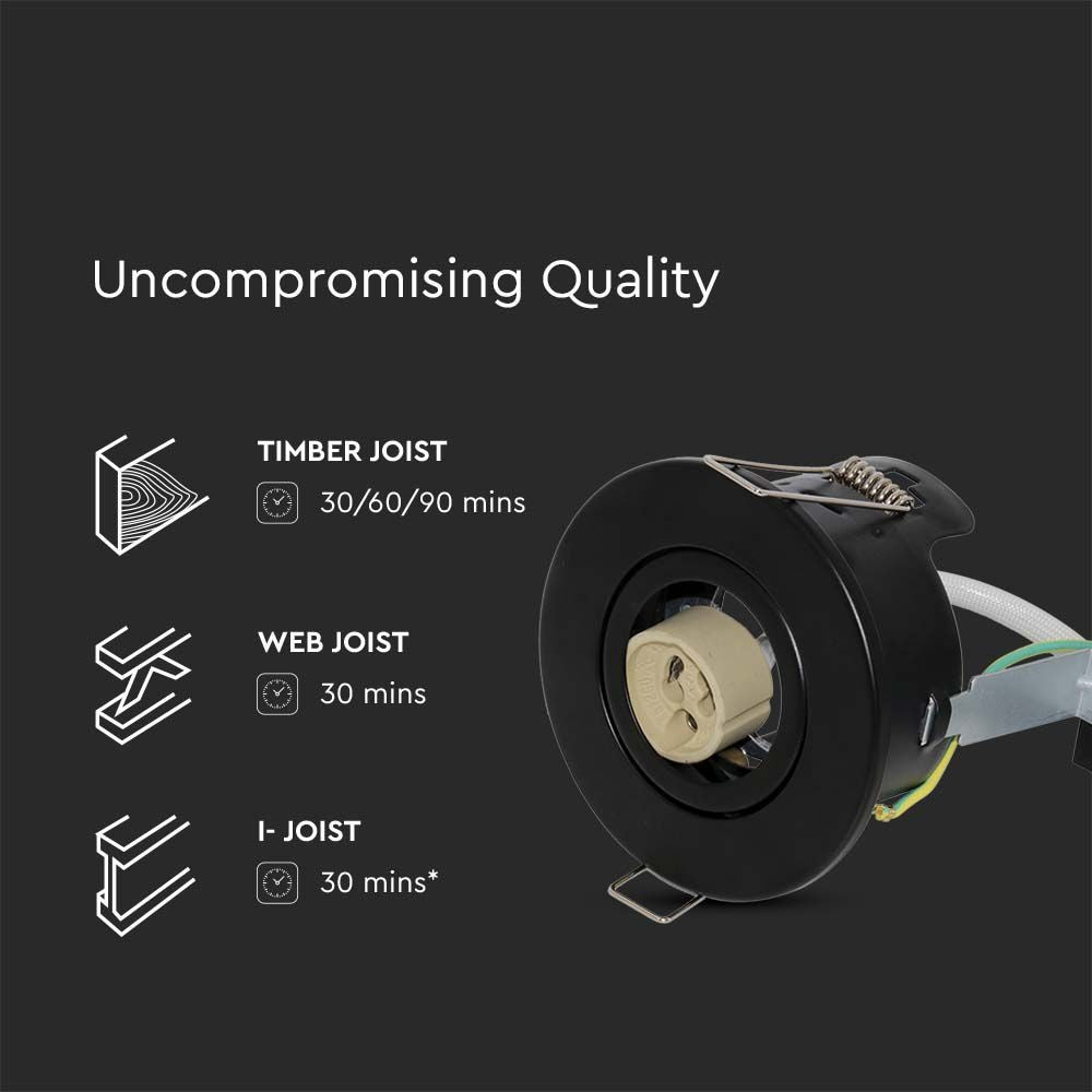 Indbygningsspot V-Tac - Sort GU10, IP20, 230V, 3 års producentgaranti