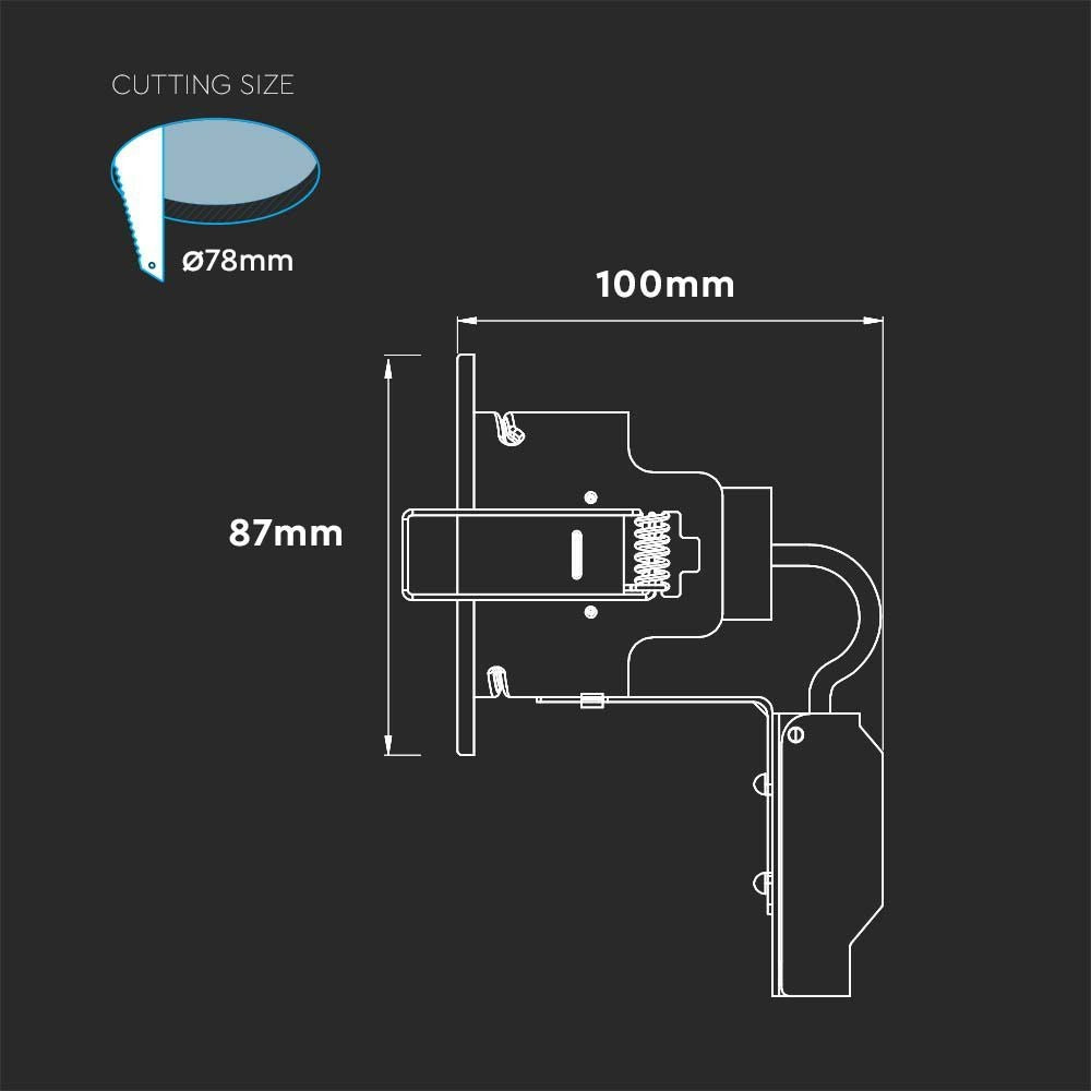 V-Tac indbygningsspot - GU10, satin nikkel, IP20, 230V, 3 års producentgaranti