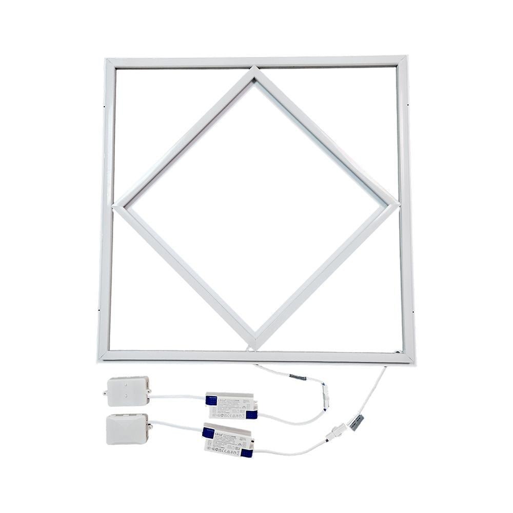 Hexagon Diamant LED Panel 60x60 - 60W, 6000lm, hvid kant